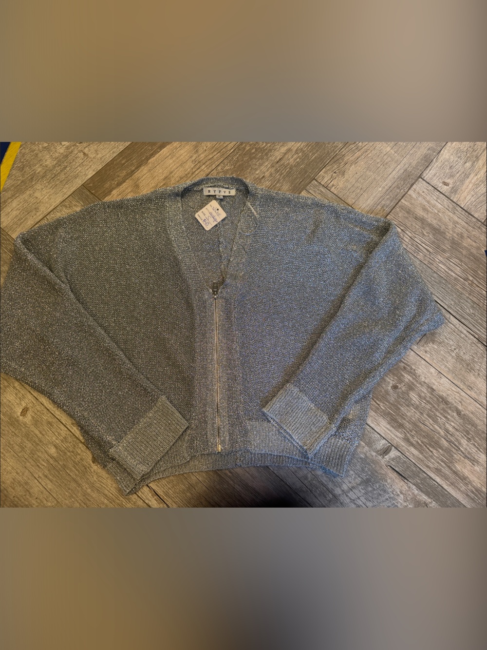 HYFVE Silver Metallic Zip-Front Cropped Cardigan